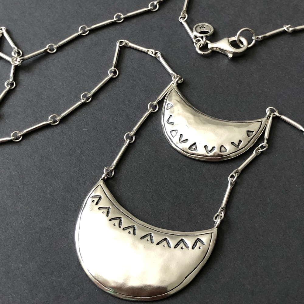 Silpada Crescent Moon Statement Long Bar Link Sterling Silver 925 Necklace RARE!